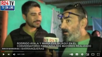 Rodrigo Ayala y Maria Eva Bilaqui en el conversatorio para adultos mayores realizado en Barranqueras
