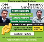 EL MUNICIPIO INVITA A LA CHARLA FORMATIVA QUE DICTARÁN LOS PERIODISTAS DEPORTIVOS JOSÉ JOZAMI Y FERNANDO GAÑETE BLASCO